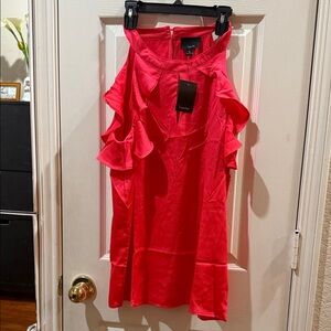 Red Ruffled Sleeveless Dress